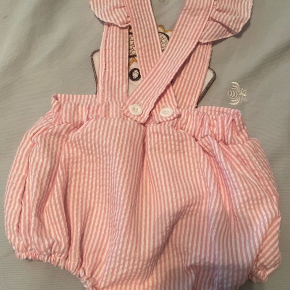 Pink Striped Kids One Piece with Sunflower Dog Design - Picture 3 of 11